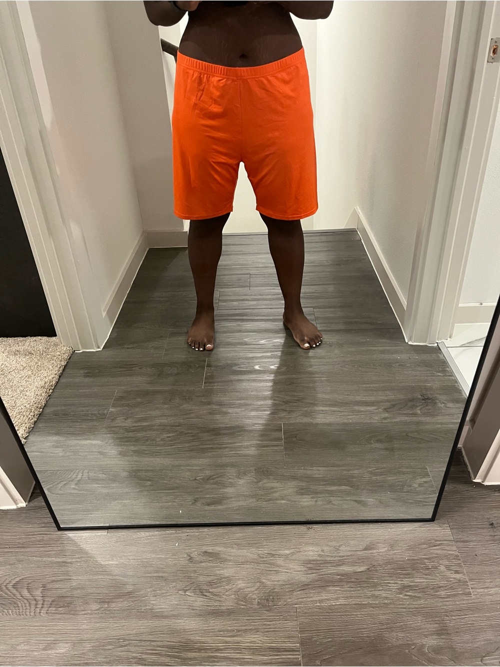 SHEIN Bright Orange Athletic Women's Biker Shorts - Picture 2 of 2